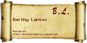 Barthy Lantos névjegykártya